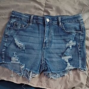 SHEIN Distressed Blue Denim Cutoff Shorts